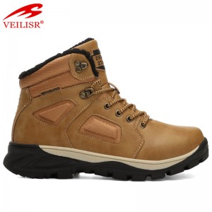 Outdoor new faux leather upper trekking shoes men hiking boots