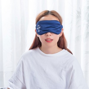 Blaue Farbstickerei mit Logo, individuelles Design, weiche Satin-Augenmaske