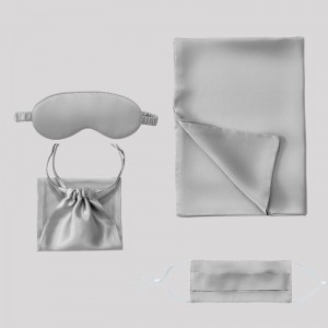 Hədiyyə paketi göz maskası dəsti ilə poli satin yastıq çantası