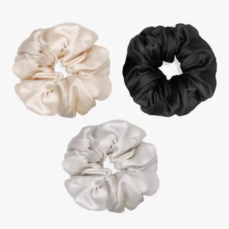 គុណភាពខ្ពស់ 22 momme Shiny Silk Scrunchies Luxury 6 A Silk hair elastics Scrunchy主图
