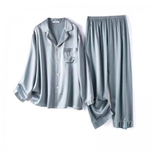 New Design Elegant 100 Mulberry Silk Women Pajamas ສີຂຽວ