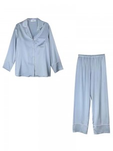 Свилена пиџама Пиџама Величина Опуштене дуге панталоне са дугим рукавима Свилена спаваћица Комплети пиџама Беж боја