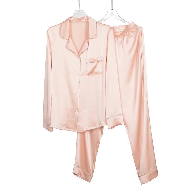 Ny vokatra avo lenta 100 Silk Comfortable Luxury Silk Long Pajamas Set