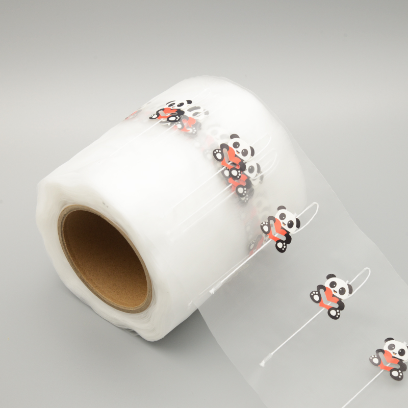 Biodegradable Pla Mesh ჩაის ჩანთა Roll With Bear Printing Logo Tag