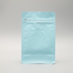 Åttesidig forseglingspose med luftventilglidelås aluminiumsfolie for te-kaffebønneemballasje