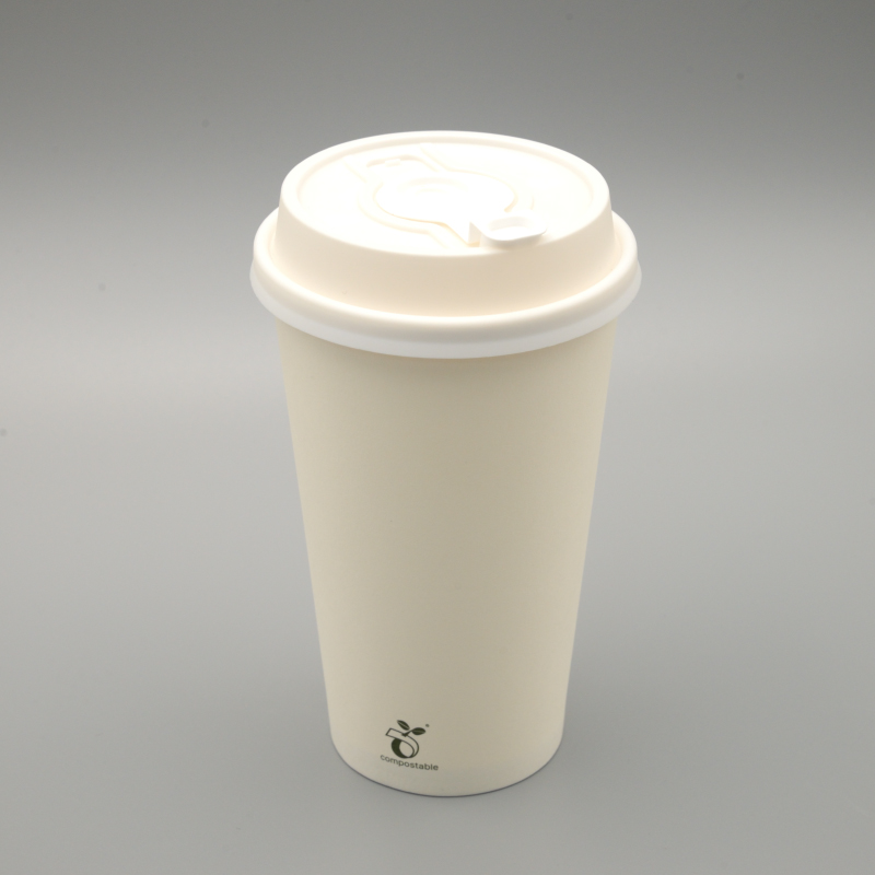 12 oz biodegradagarria eta botatzeko PLA konpostagarria logo pertsonalizatua paperezko kafe edalontzi Irudia