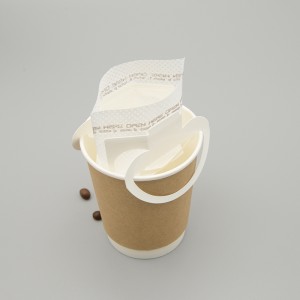22D hjerteformet non-woven kaffepose med hengende ører