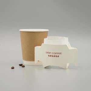 Food grade O-formet non-woven kaffepose med hengende ører