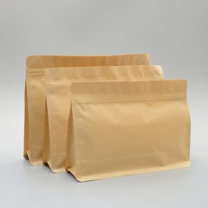 Craft Coffee Beans Bag Flat Bottom Bag with T-zipper