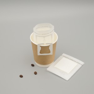 35P biologisk nedbrytbar PLA non-woven kaffepose med hengende ører