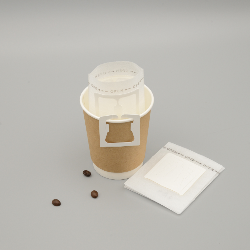 35P biologicky odbouratelný PLA netkaný sáček na kávu se závěsnými ušima