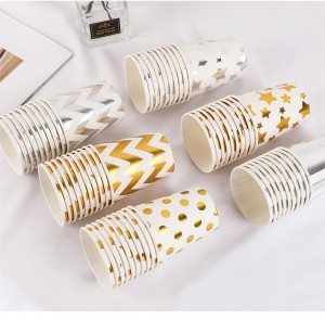 Золотые бумажные стаканчики одноразовые для вечеринок из золотой фольги
