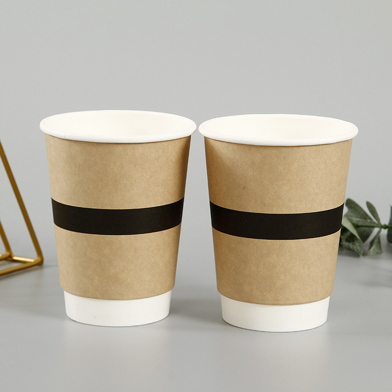 Vienkartinis dvigubas sieninis popierinis puodelis karštam kavos gėrimui