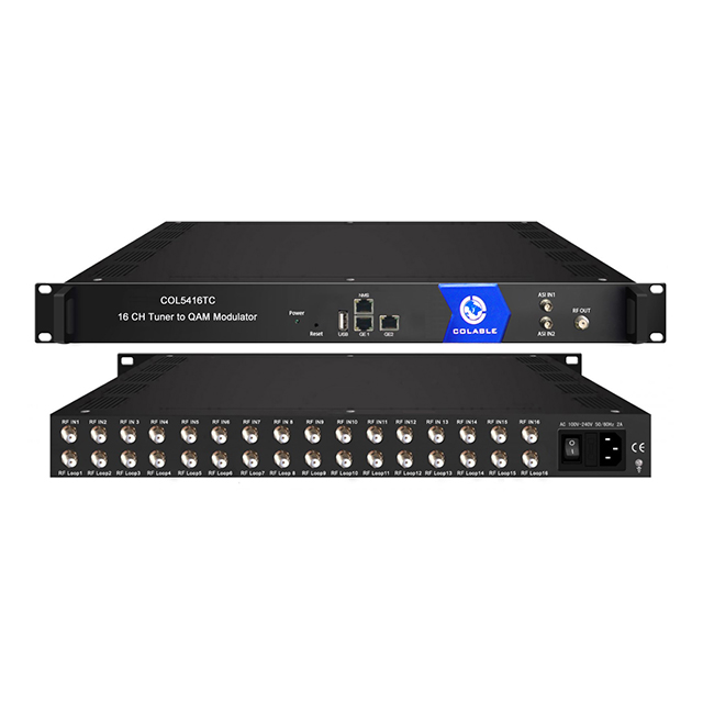 16 CH DVB-C (DVB-T/S/S2/S2X, ATSC, ISDB-T opsional) tuner FTA ke DVB-C QAM Modulator COL5416TC