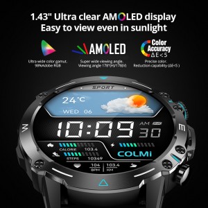 COLMI M42 Smartwatch 1.43 ″ AMOLED Ekrany 100 sport rejimi akylly sagada jaň edýär