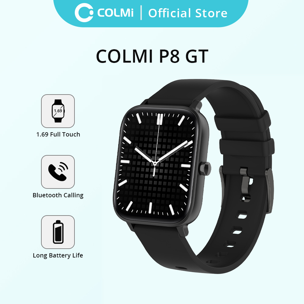 COLMI P8 GT Smartwatch 1.69 inch ihuenyo zuru oke Bluetooth na-akpọ ọnụọgụ ụra nyochaa Smart Watch