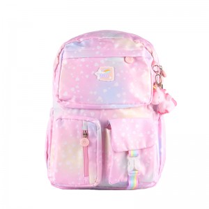 Cartoon small floral polyester fabric backpack for junior high school girls