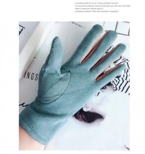 ladies cute fur lined faux suede fabric touch screen warm women gloves winter