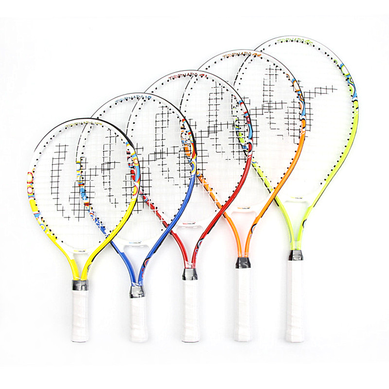 Factory wholesale OEM kids aluminum junior tennis racket for practice and training skill size 17 19 21 23 25 inch available