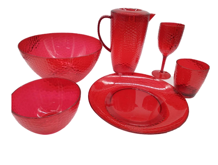 Sales Promotion Support Customization Eco Friendly Red Plastic Wedding Tableware Set Dinnerware Sets