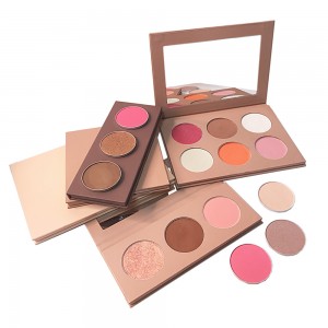 High quality private label blush highlighter contour bronze palette custom vegan face make up blush with logo