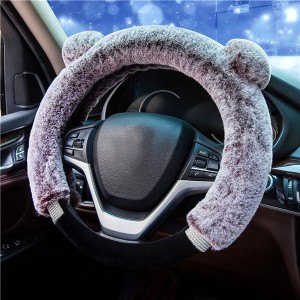 Winter Warm women pink woolly with diamond Steering Wheel Covers