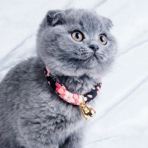 Cat Supplies Japanese Style Handmade Cat Necklace and Ring Cat Collar With Bell