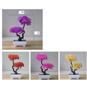 Artificial Plants Bonsai Plastic Simulation Tree Desktop Pot Decorative Fake Flowers Leaves Garden Plant Decor