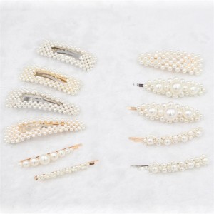Wholesale High quality Korean Girl Pearl Hair Pins Handmade New Designs Hairpins Luxury Pearl Hair clips for Women