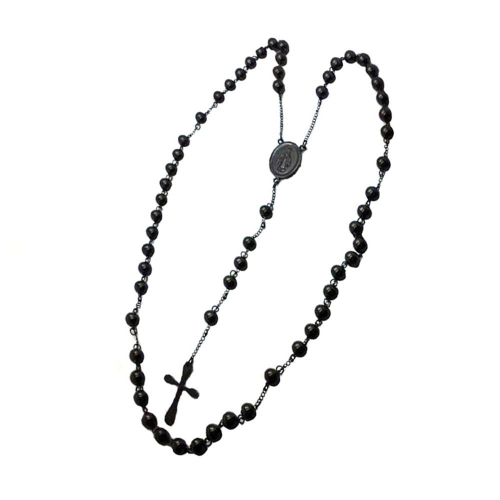 Stainless Steel Christian Rosary Catholic Beaded Chain Cross Pendant Necklace Featured Image