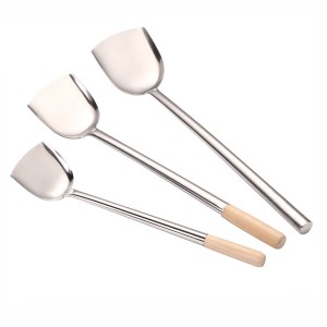 restaurant stainless steel cooking tools with wooden handle spatula