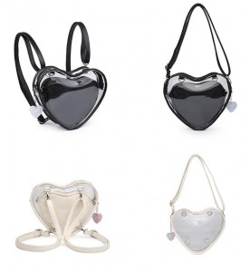Custom PU Leather ITA Backpack Bag Heart Shape Clear PVC Customized Designer ITA bag Backpack for Women