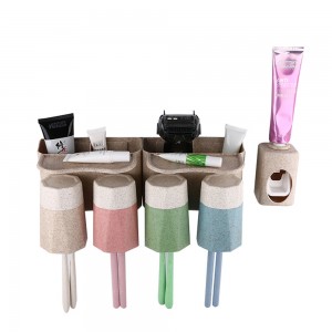 Eco-friendly Biodegradable Wheat Fiber Straw Toothbrush Cup With Double Bottom