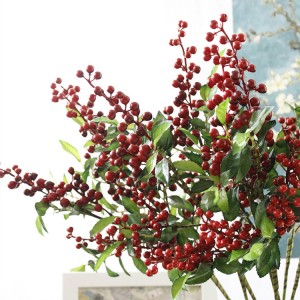 Christmas Red Artificial Fruit Berries Beans Flowers Home Decorative Fake Flowers For Wedding Party Garden Decor Floral