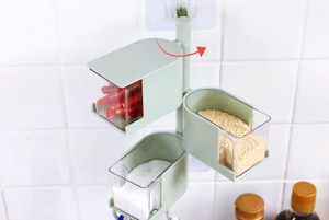 Adhesive rack-mounted seasoning rotating moisture-proof seasoning jar storage box salt kitchen