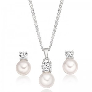 freshwater pearl necklace set 925 sterling silver mounting jewelry simple zircon designs pearl jewellery for girl