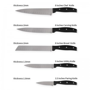 Professional chef Knife with black ABS handle kitchen knife set