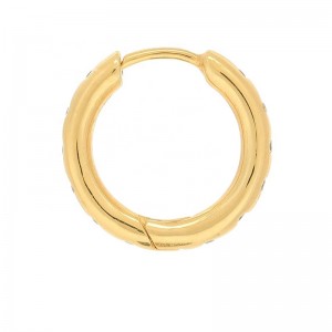 Trendy Jewellery Gold Filled Diamond CZ Bezel Huggie Hoop Earring 925 Sterling Silver