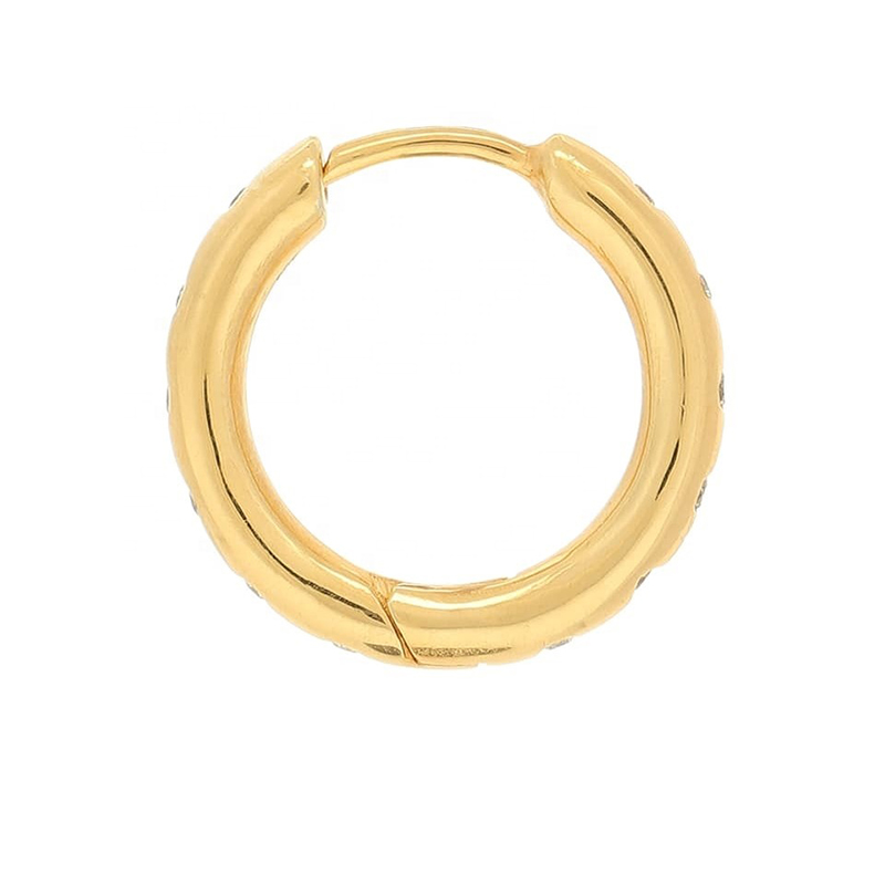 Trendy Jewellery Gold Filled Diamond CZ Bezel Huggie Hoop Earring 925 Sterling Silver