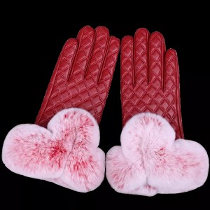 Rex Rabbit-like Fur Gloves Women’s Winter Warming and Furry Gloves Lovely Touch Screen Outdoor Gloves