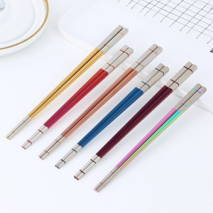 Chinese reusable custom metal stainless steel gold titanium chopstick for gift set