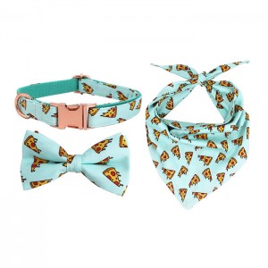 pet products adjustable bowtie pet dog collar with rose gold metal buckle