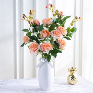 Silk Roses Artificial Flowers Fake floral Bouquet For Home Wedding Living Room Table Centerpieces Decor