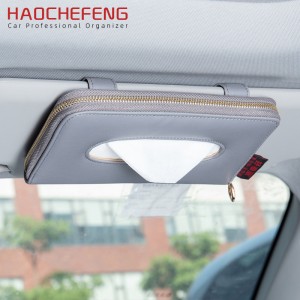 Hot selling multifunction portable pu leather car vehicle mounted tissue paper towel holder box auto accessories