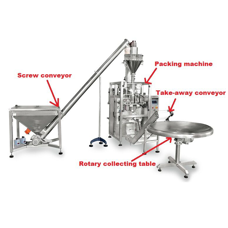 Vertikale Verpackungsmaschine für Mehl und Pulver. Ausgewähltes Bild
