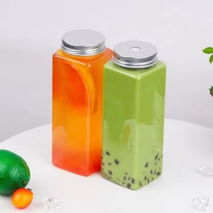 500ml Penjualan panas minuman persegi plastik PET dapat botol minuman untuk jus dengan tutup aluminium