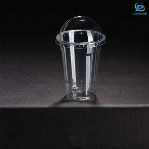 grossistpris Kina Bärbar Disponibel Transparent Plast Juice Cup med lock för fest