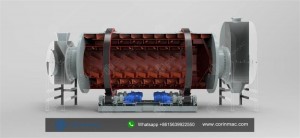 Telung silinder rotary dryer karo efficiency panas dhuwur