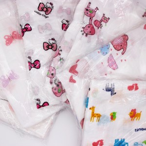Best-Selling Baby Boy Quilt Fabric - Baby pink flower muslin fabric swaddle – Taihong