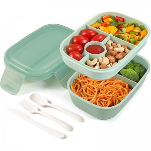 Multi Compartments Double Layer Salad Lunch Box With